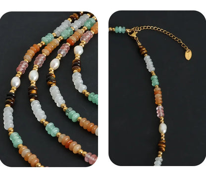 Bohemian Multi-Color Stone Beaded Necklace for Women