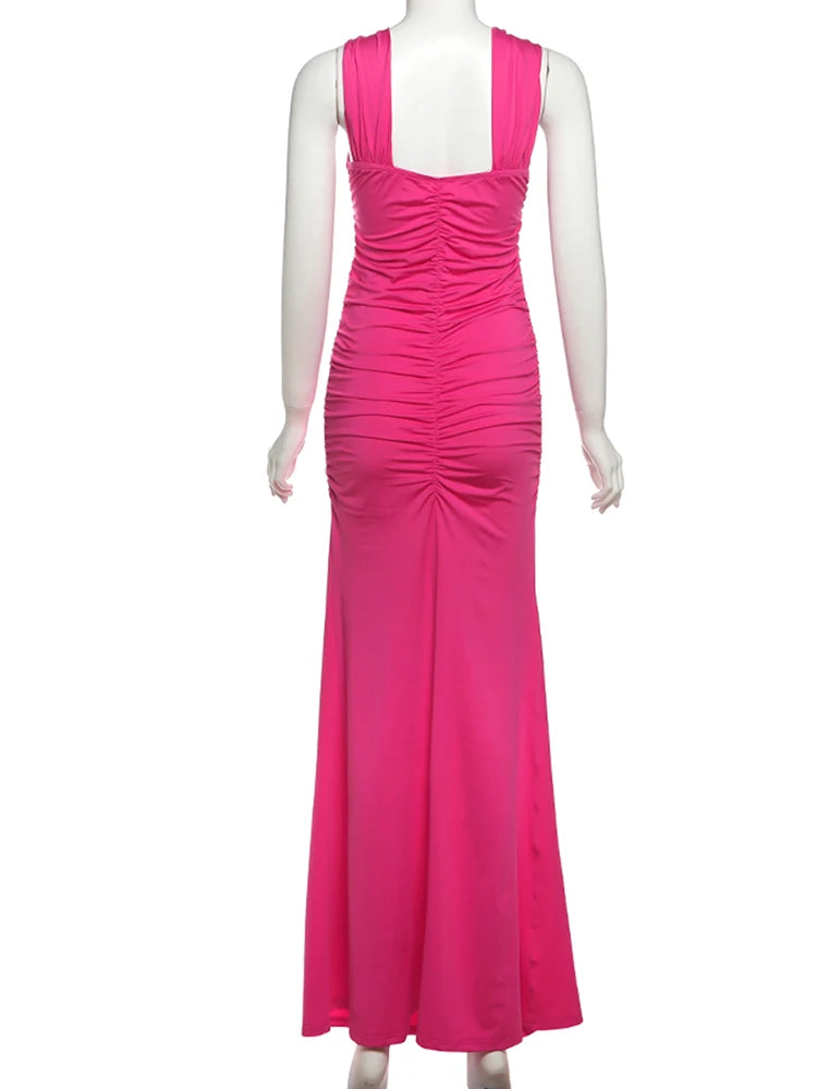 Sexy Off-Shoulder Ruched Maxi Dress