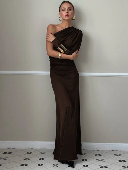 One Shoulder Irregular High Waist Maxi Dress