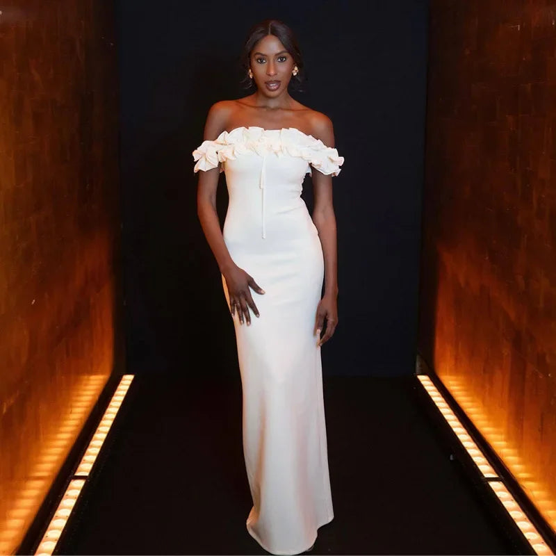 CLO013DJ
Women Slash Neck Sleeveless Long Maxi Formal Dress Shoulder Ruched Backless Lace-up Slim Party Evening Dresses - Klixstore