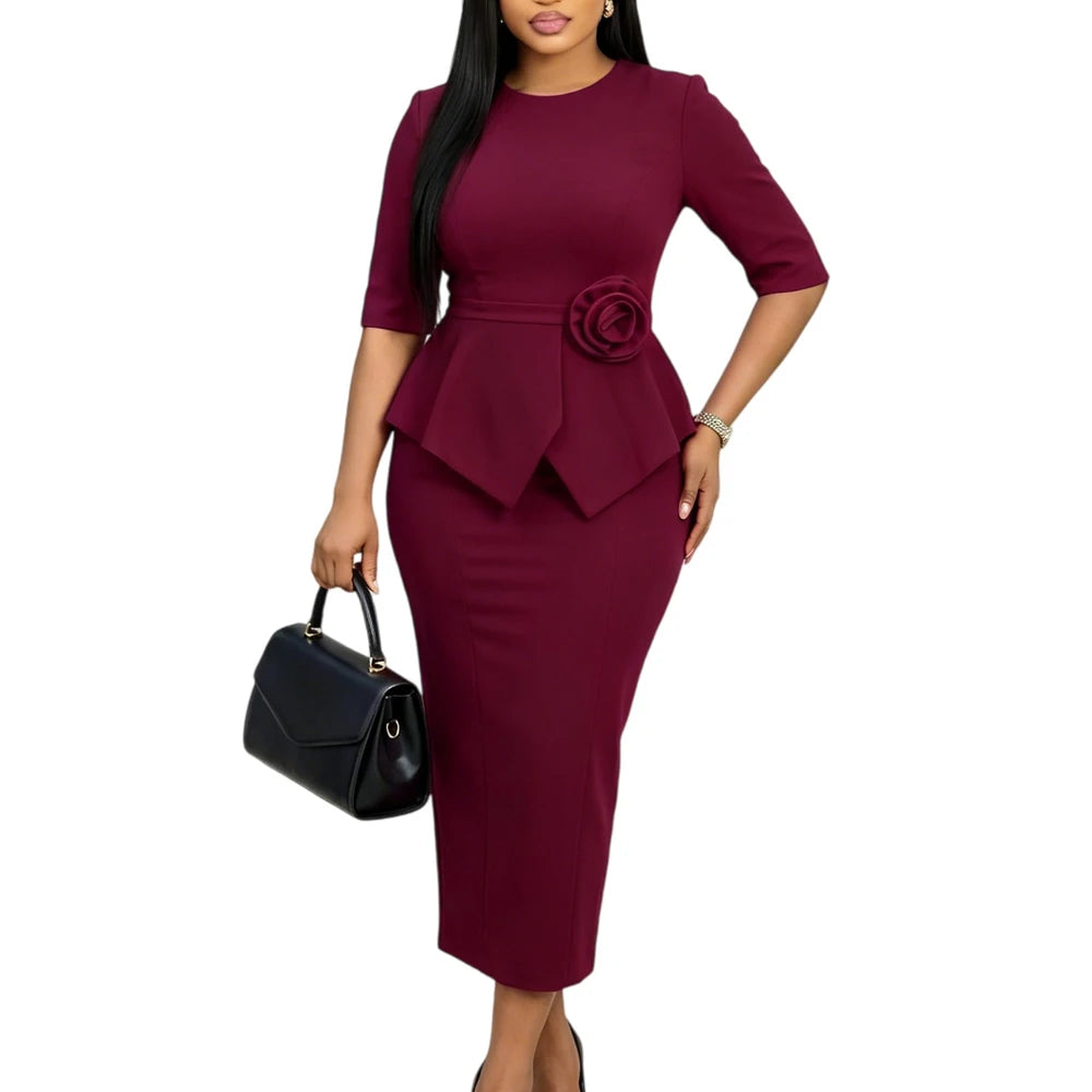 Floral Appliqué Sheath Dress
