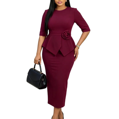 Floral Appliqué Sheath Dress