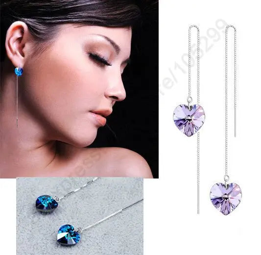 CZ Crystal Long Drop Earrings for Women