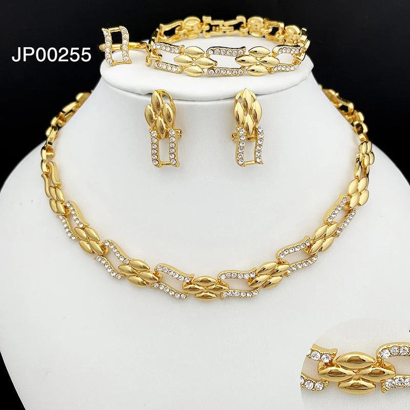 18K Gold Plated Monaco Cuban Chain Jewelry Set