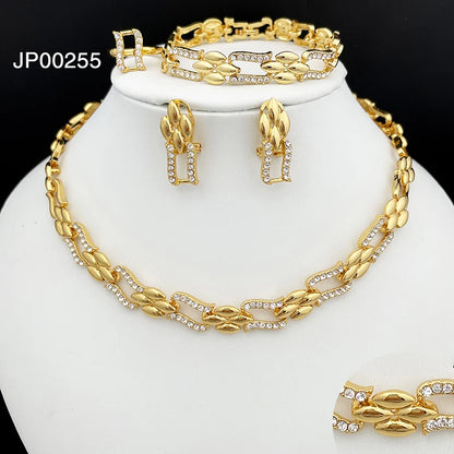 18K Gold Plated Monaco Cuban Chain Jewelry Set