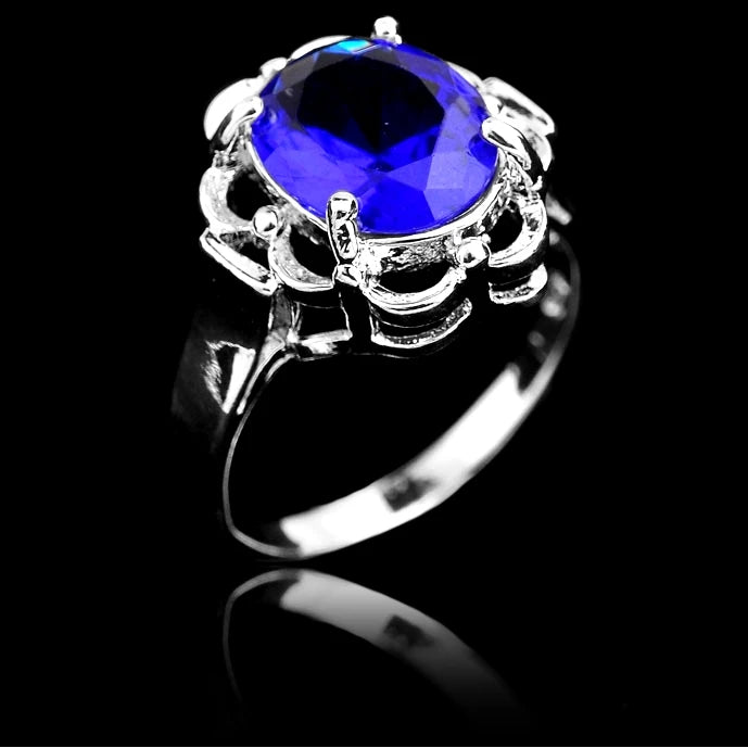 Green CZ Crystal Silver Ring for Women