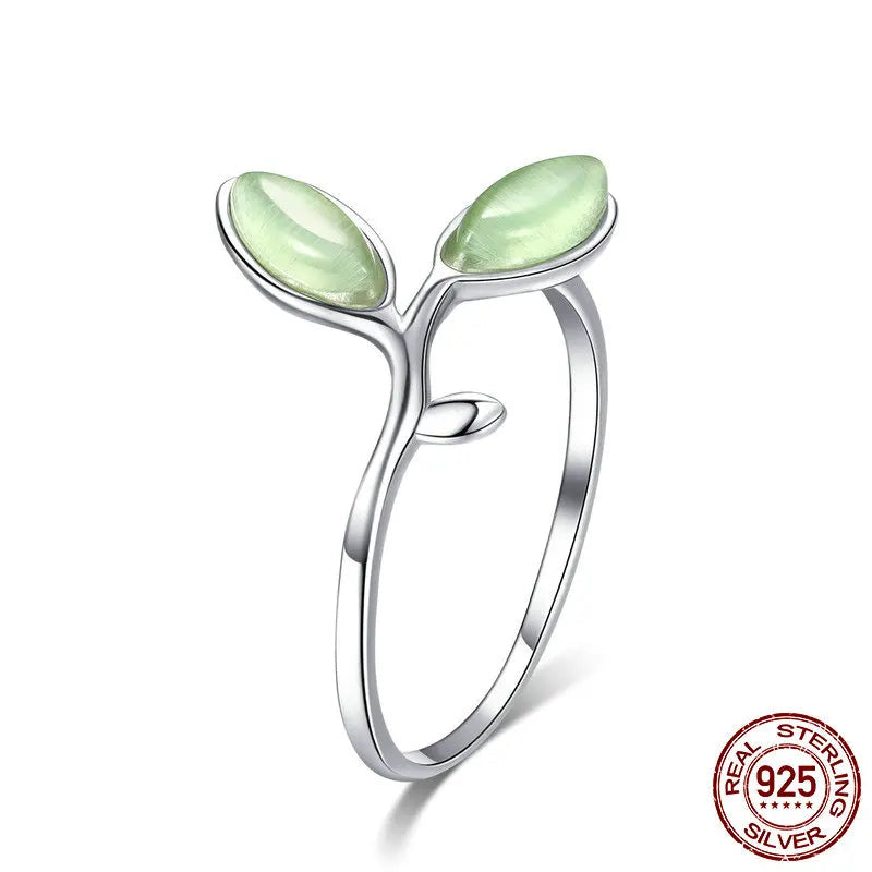 JEW027R   
 925 Sterling Silver Hope Green Tree Leaves Tree Buds - Klixstore