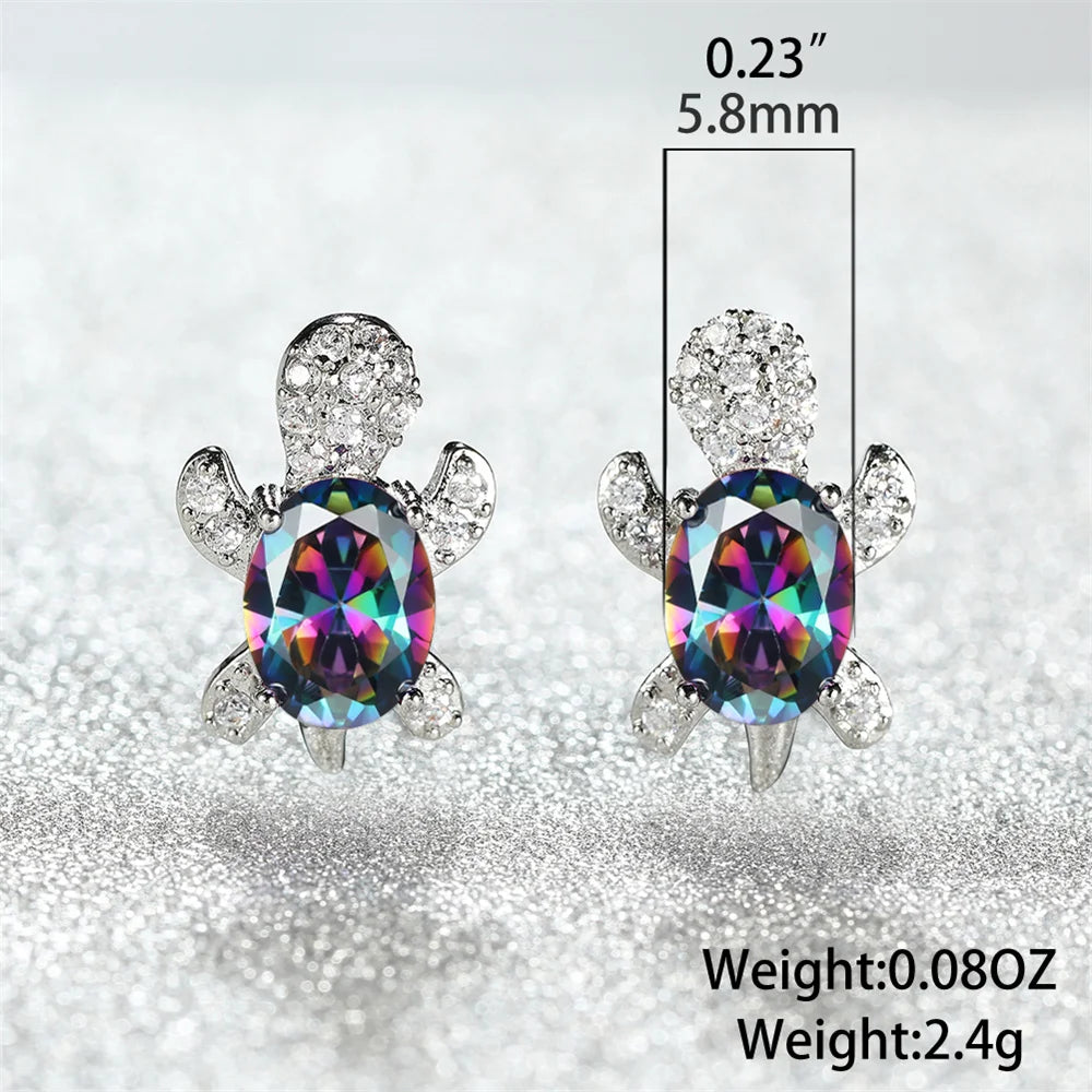 Sea Turtle Zircon Stud Earrings