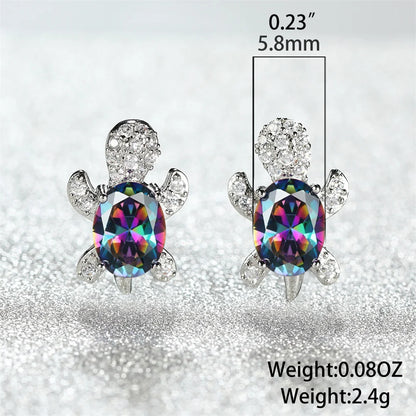 Sea Turtle Zircon Stud Earrings