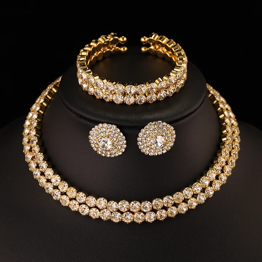 Gold Crystal African Bridal Jewelry Set