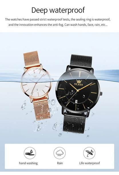 “Elegant Ultra-Thin Couple Watch by OLEVS”