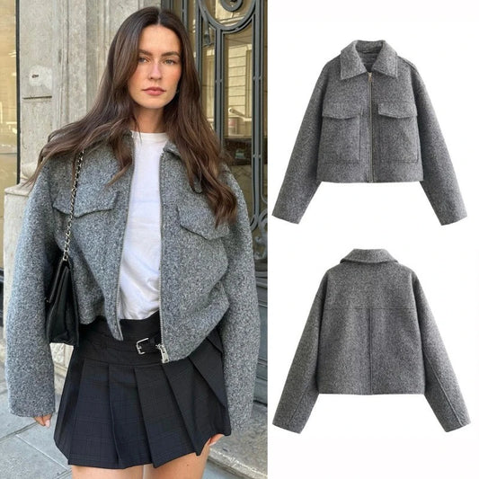 Winter Tweed Fleece Jacket for Women