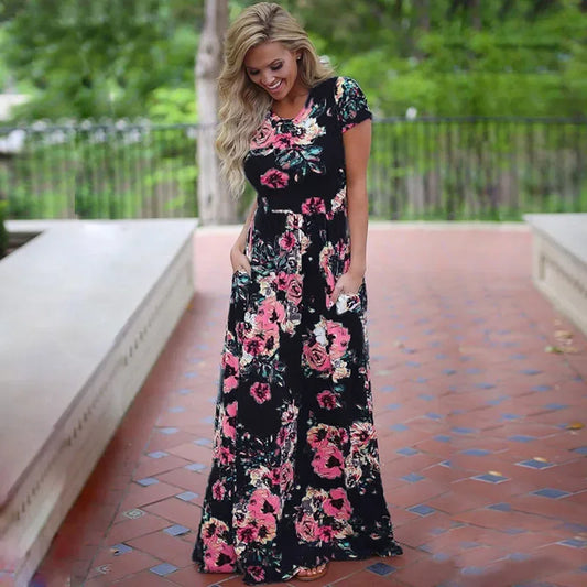 Boho Floral Maxi Beach Dress