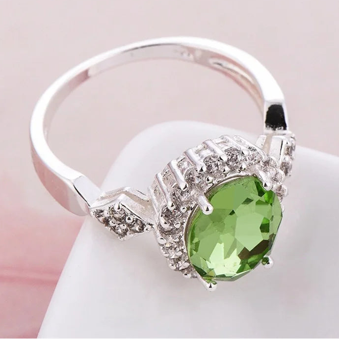 925 Sterling Silver Crystal Ring for Women
