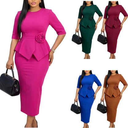 Floral Appliqué Sheath Dress