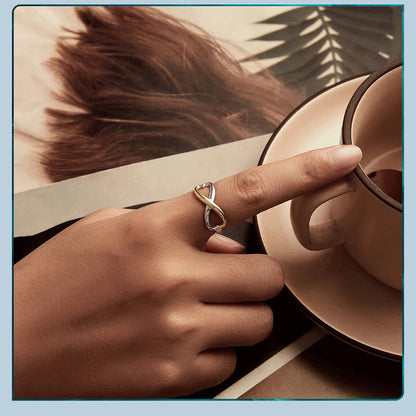 JEW014R      925 Sterling Silver Two-Tone Infinite Love Adjustable Ring - Klixstore