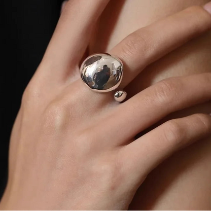 925 Sterling Silver Geometric Adjustable Ring for Women