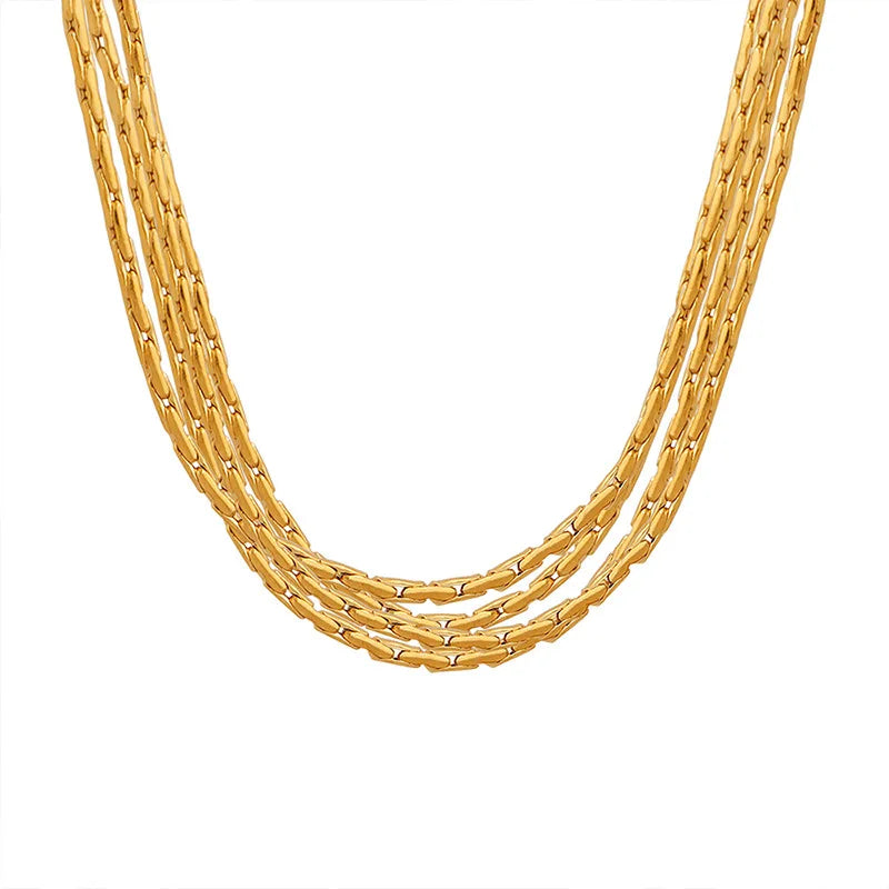 18k Gold Multi-Layer Chain Choker for Women
