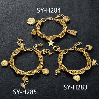 Gold Crown Charm Bracelet