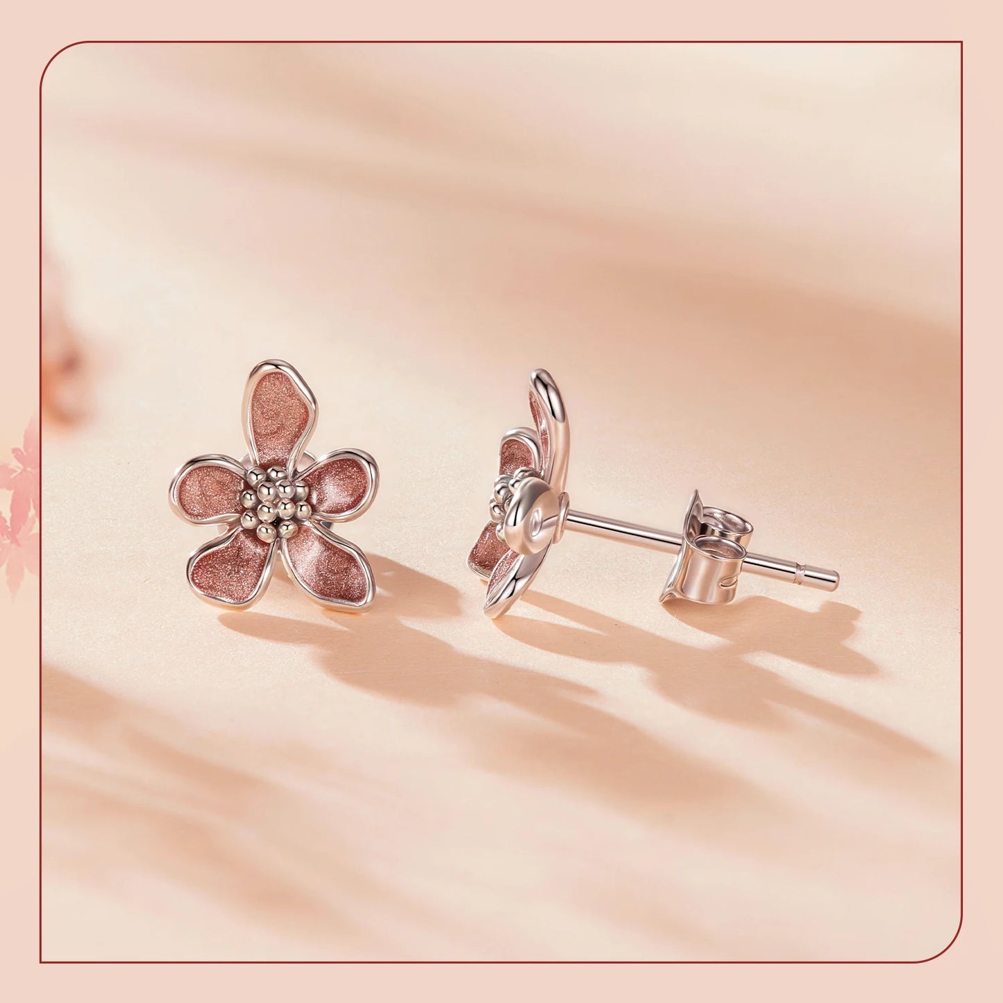 JEW025ER        
 925 Sterling Silver Autumn Flowers Stud Earrings with Zircon Buds Blooming Statement Earrings for Women Teens Decor Gift - Klixstore