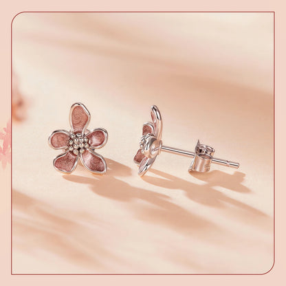 JEW025ER        
 925 Sterling Silver Autumn Flowers Stud Earrings with Zircon Buds Blooming Statement Earrings for Women Teens Decor Gift - Klixstore