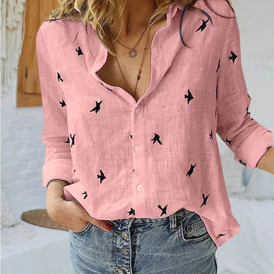 Women’s Cotton Linen V-Neck Shirt