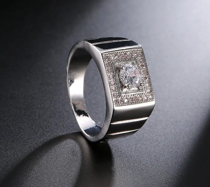 Full Crystal 925 Sterling Silver Wedding Ring for Women