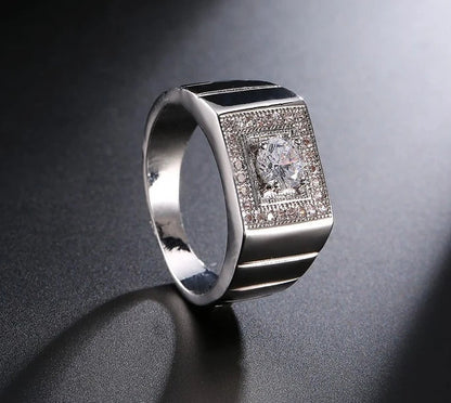 Full Crystal 925 Sterling Silver Wedding Ring for Women