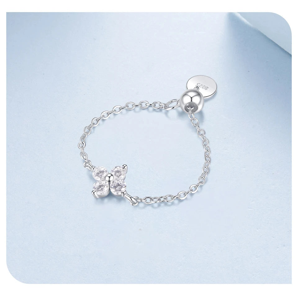 Four Leaf Clover Lucky Chain Ring