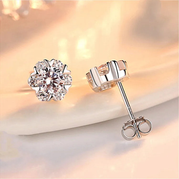 925 Sterling Silver Crystal Zircon Stud Earrings
