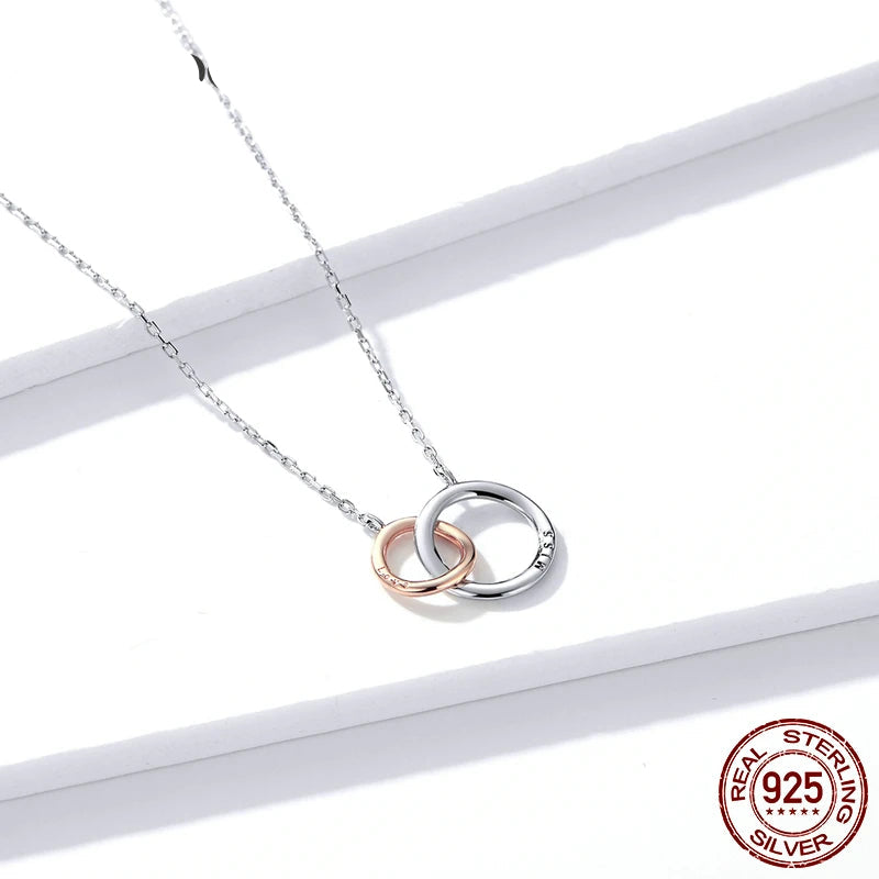 Double Circle Rose Gold Chain Necklace