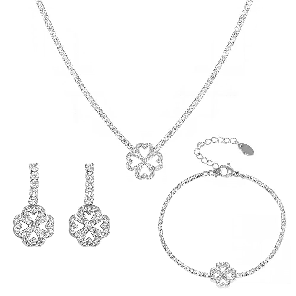 18k Gold Four-Leaf Clover Jewelry Set for Women