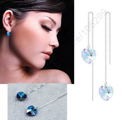 CZ Crystal Long Drop Earrings for Women