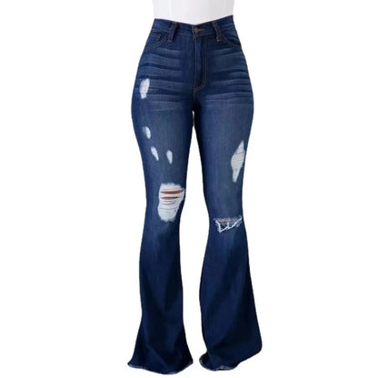 Women’s High Waist Ripped Flared Jeans