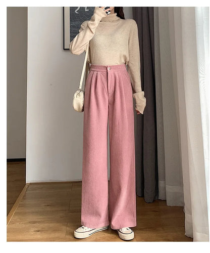 Retro High Waist Corduroy Pants