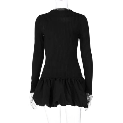 CLO052DJ
Women's Sweet Backless Mini Ball Gown Long Sleeve Tunics Pleated Short Vacation - Klixstore