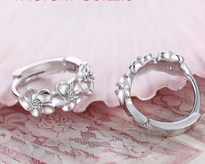 925 Silver Woven Flower Hoop Earrings