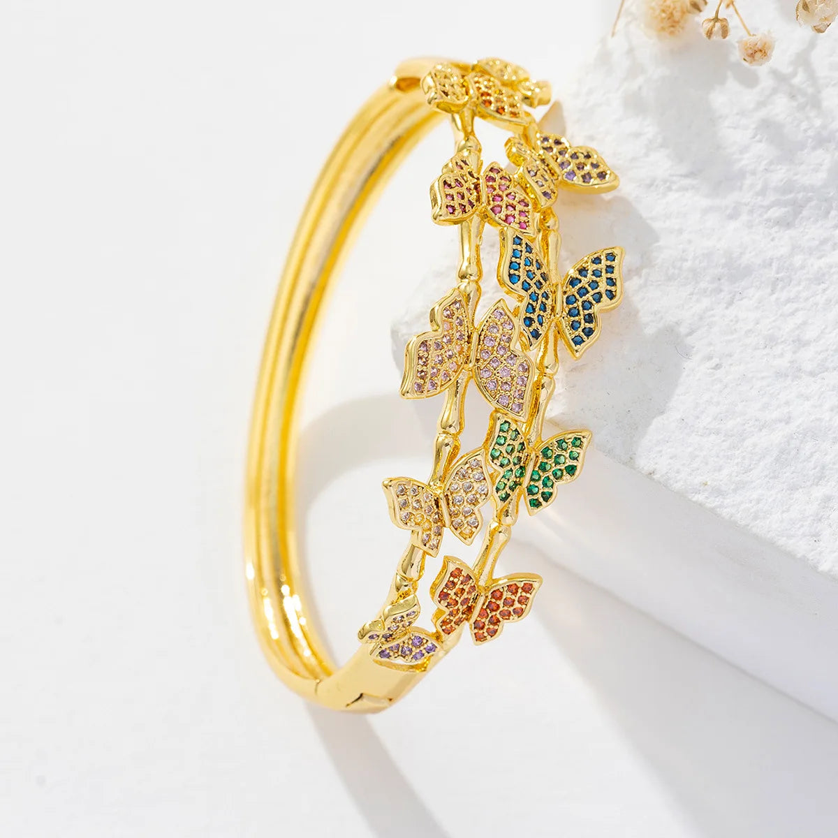 Colorful Butterfly Zircon Bangle