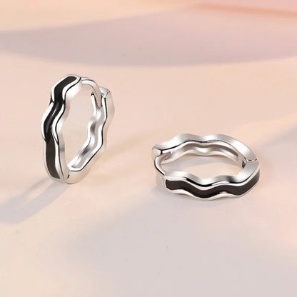 925 Sterling Silver Original Charm Double Hoop Earrings