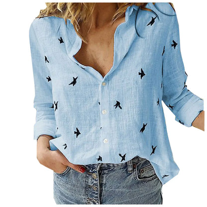 Women’s Cotton Linen V-Neck Shirt