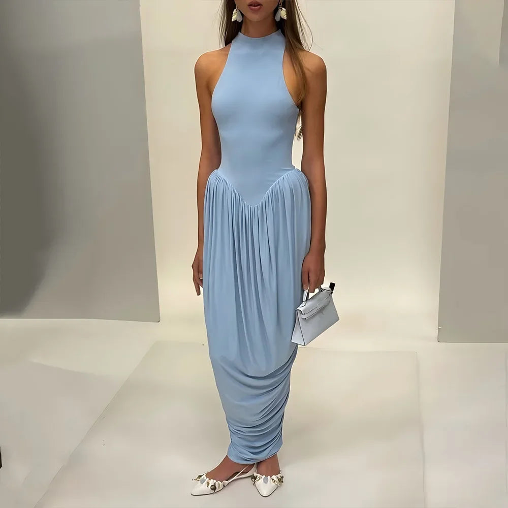 CLO008DJ
Fashion Sexy Sleeveless Tunics Ruched Long Dress for Women Elegant Off Shoulder High Waist Backless Tank Dresses Party Club Gown - Klixstore