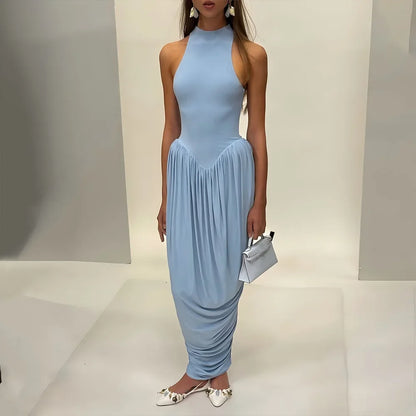 CLO008DJ
Fashion Sexy Sleeveless Tunics Ruched Long Dress for Women Elegant Off Shoulder High Waist Backless Tank Dresses Party Club Gown - Klixstore