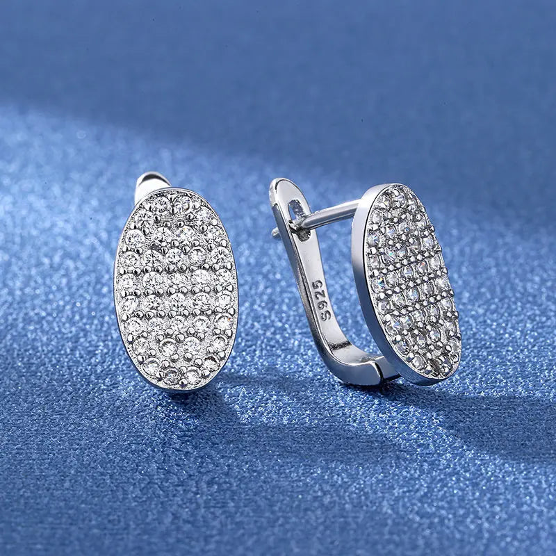 925 Sterling Silver Stud Earrings with Zircon | Fine Jewelry Gift