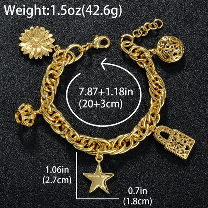 Gold Crown Charm Bracelet