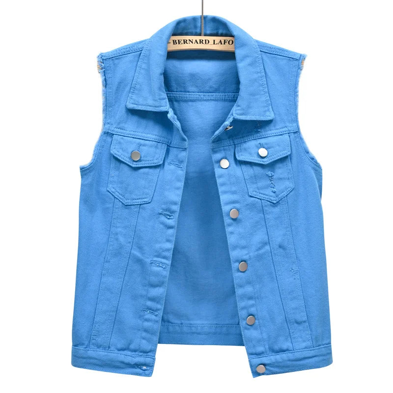 Vintage Sleeveless Denim Vest Women 2025