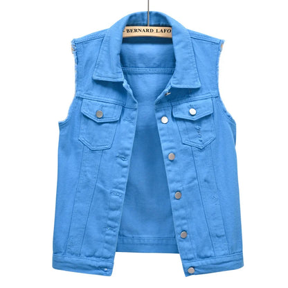 Vintage Sleeveless Denim Vest Women 2025