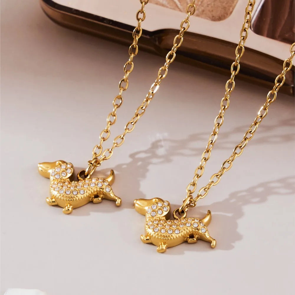 18k Gold plated Dachshund Jewelry Set for Women