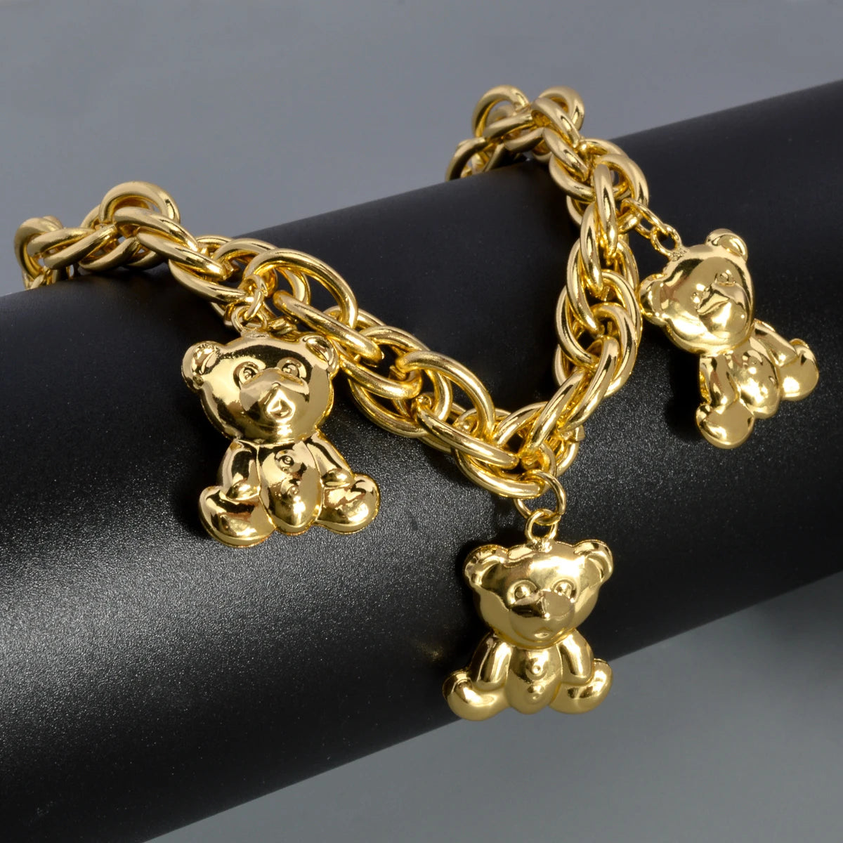 Gold Bear Charm Bracelet