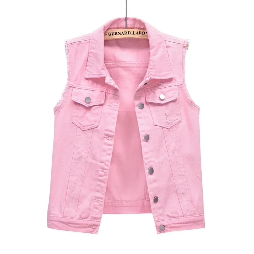 Vintage Sleeveless Denim Vest Women 2025