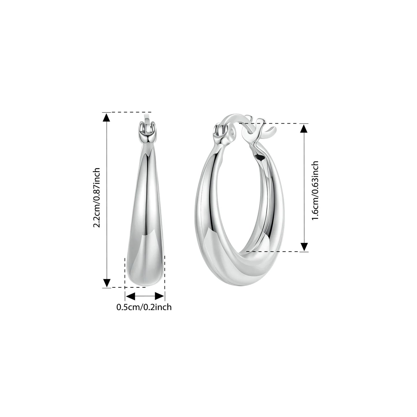 JEW023ER        White Gold Plated Hoop Earrings Chunky Earring with 925 Sterling Silver - Klixstore